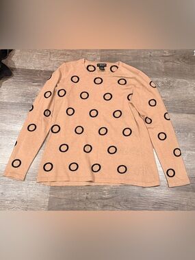 J’Envie  Tan Polka Circle Crewneck Sweater